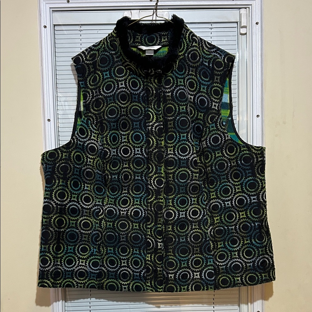 EUC CJ Banks Multicolor Plaid Vest